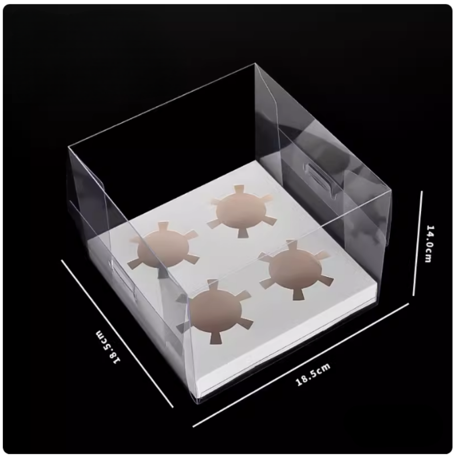 4 Hole PET Clear Cupcake Box
