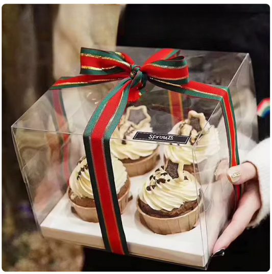 4 Hole PET Clear Cupcake Box